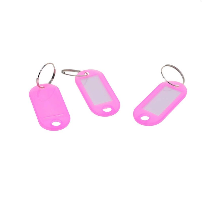 FRECI 50pcs Key Tag with Labels Plastic Key Tags Key Labels Tags with Key Rings as Key Fobs Luggage Pet Name Memory Stick Tags - Pink - Image 2